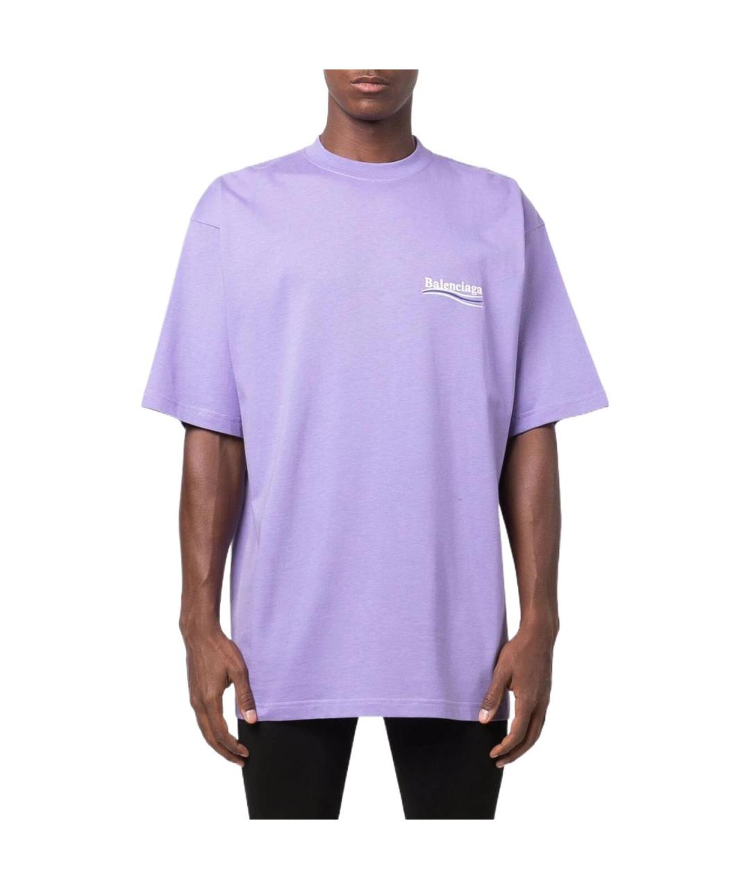 BALENCIAGA Фиолетовая хлопковая футболка, фото 3