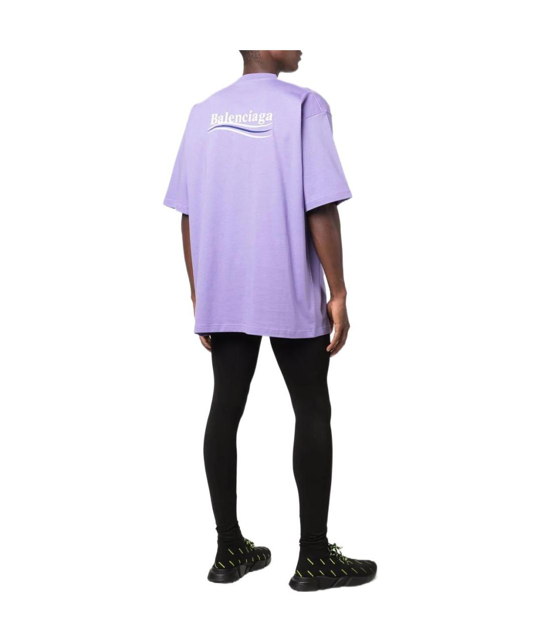BALENCIAGA Фиолетовая хлопковая футболка, фото 4
