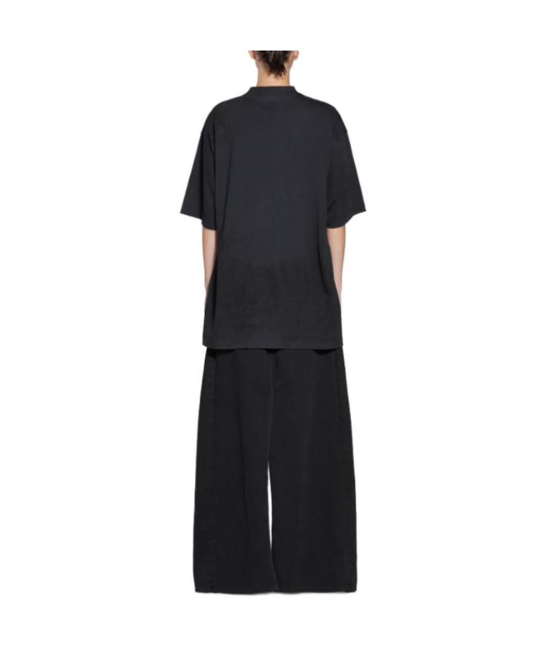 BALENCIAGA Черная хлопковая футболка, фото 4
