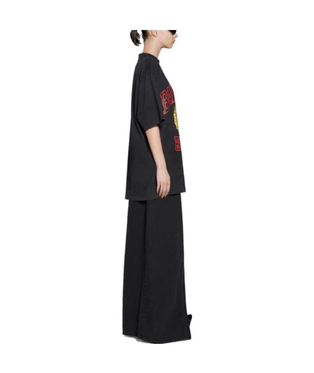 BALENCIAGA Черная хлопковая футболка, фото 6