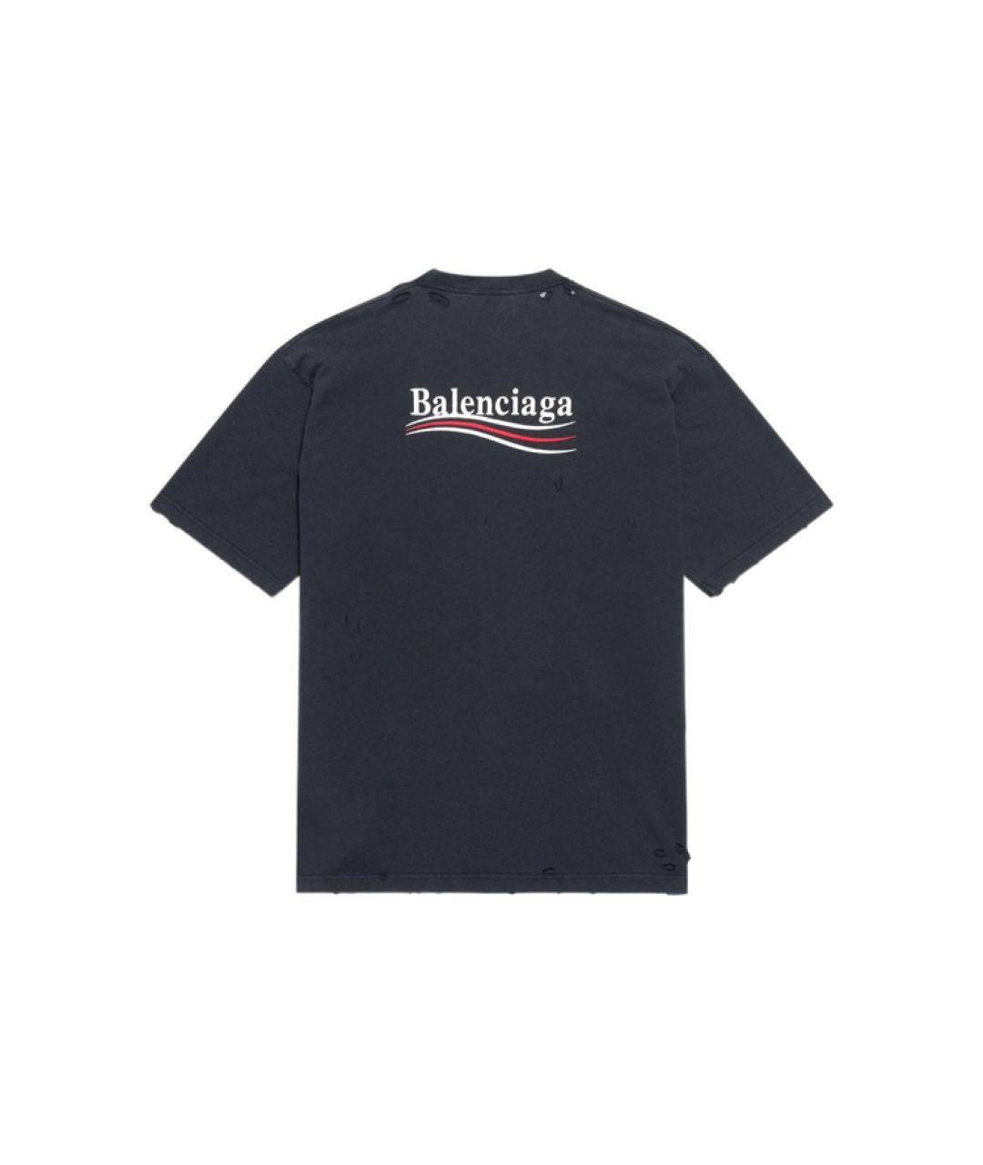 BALENCIAGA Черная хлопковая футболка, фото 2
