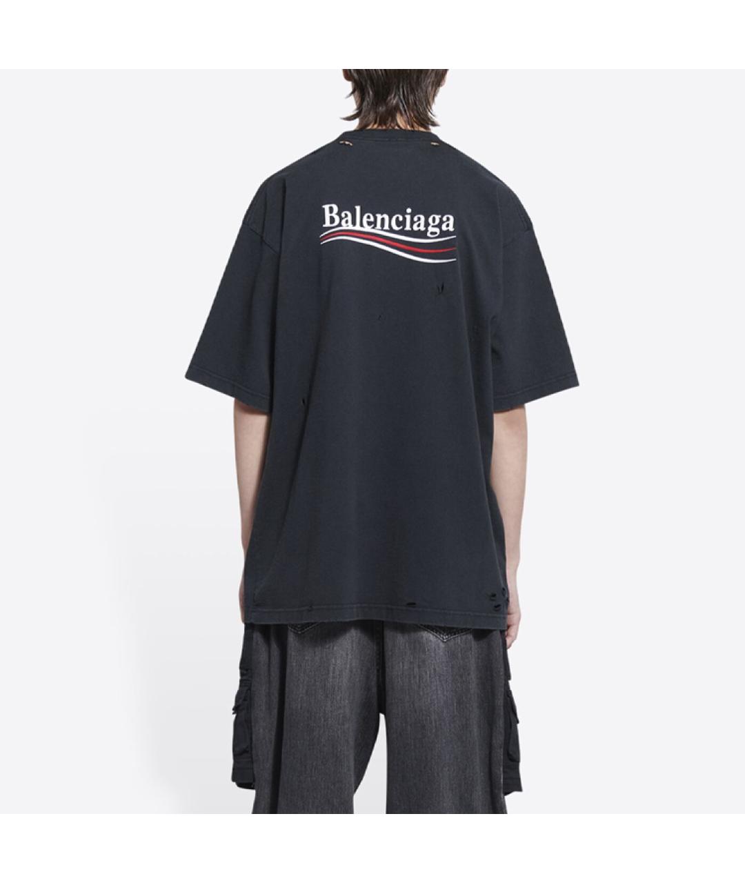 BALENCIAGA Черная хлопковая футболка, фото 5