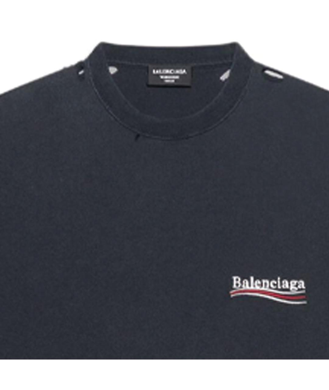 BALENCIAGA Черная хлопковая футболка, фото 6