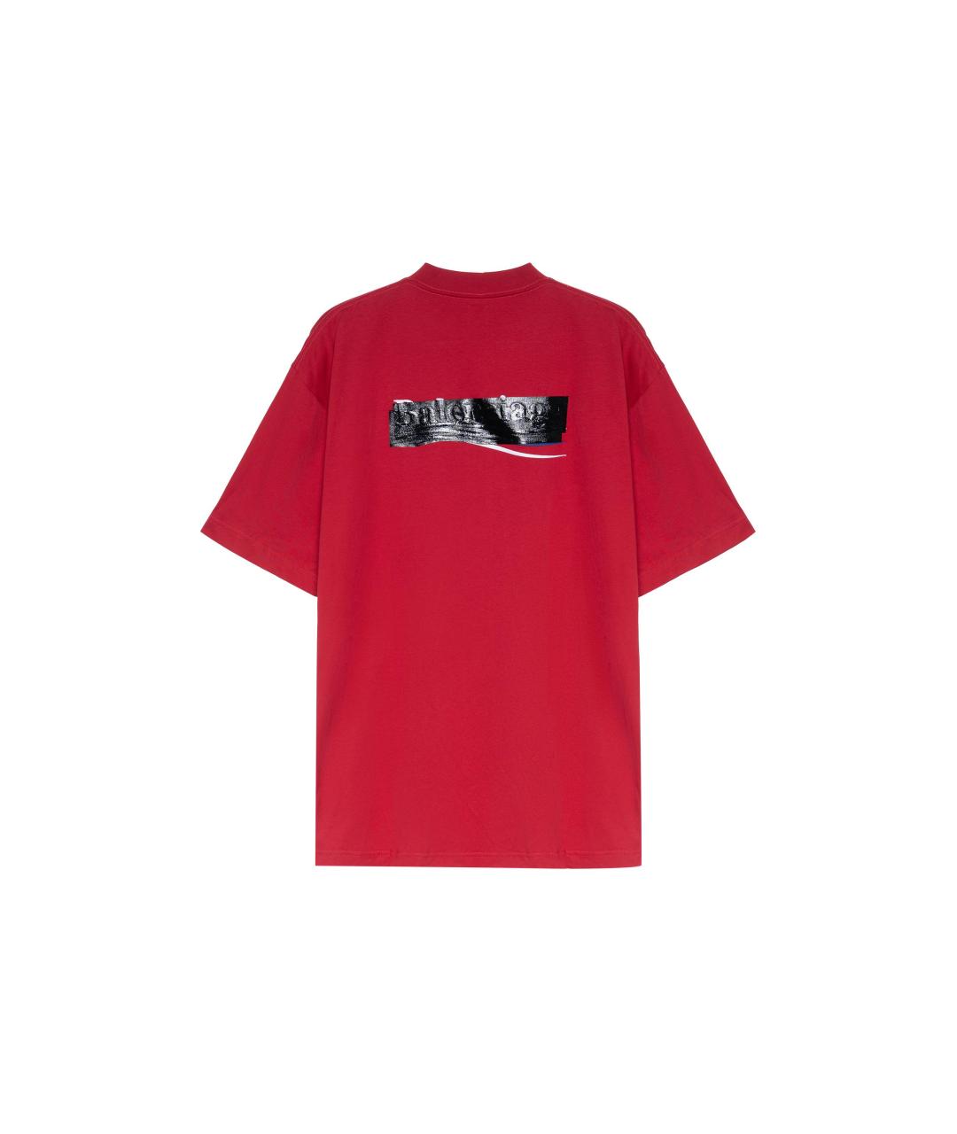 BALENCIAGA Красная хлопковая футболка, фото 2
