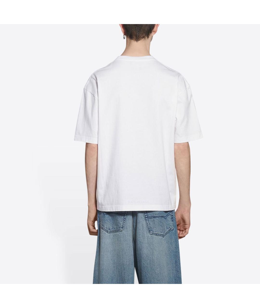 BALENCIAGA Белая хлопковая футболка, фото 4