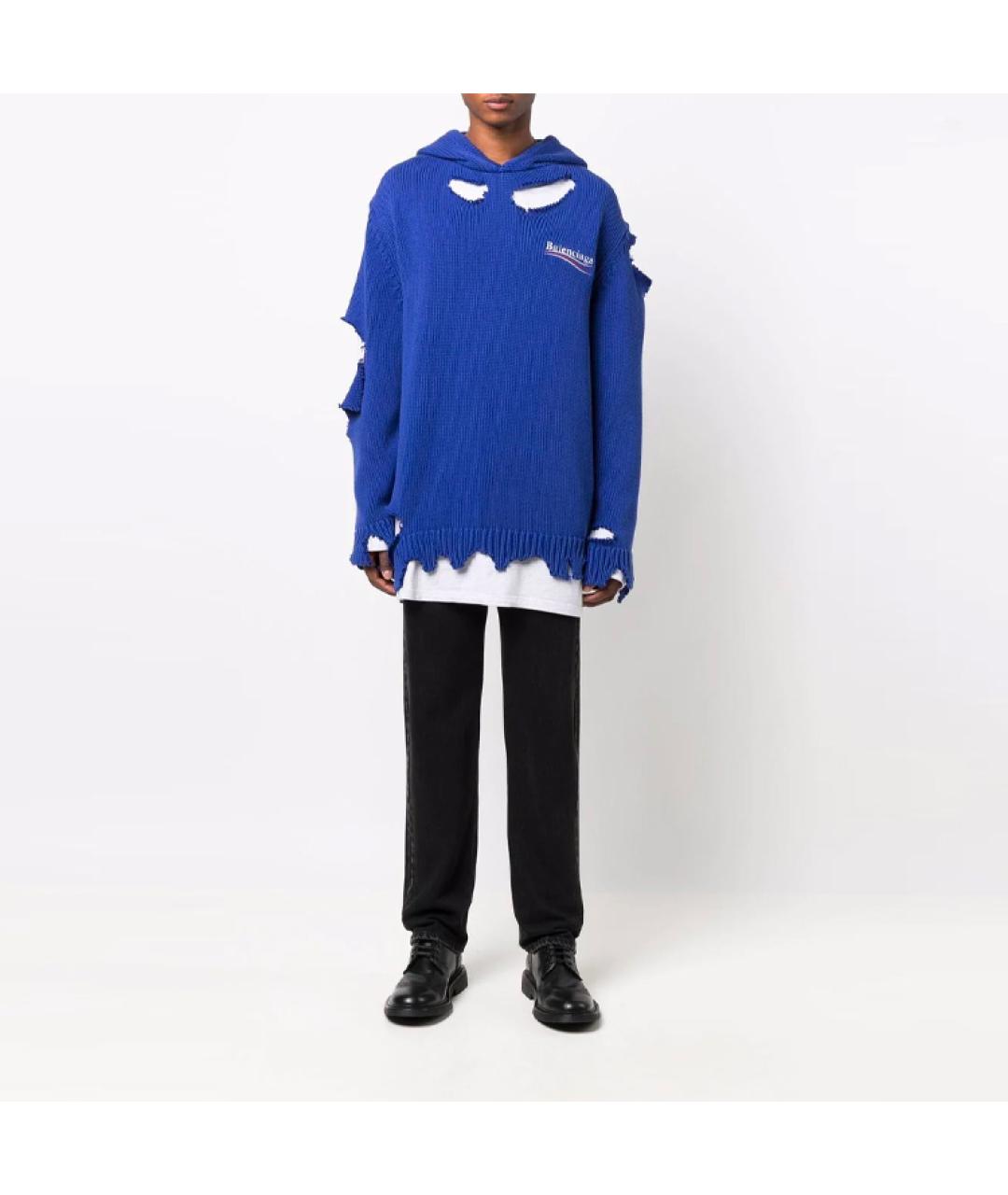 BALENCIAGA Синий кашемировый джемпер / свитер, фото 3