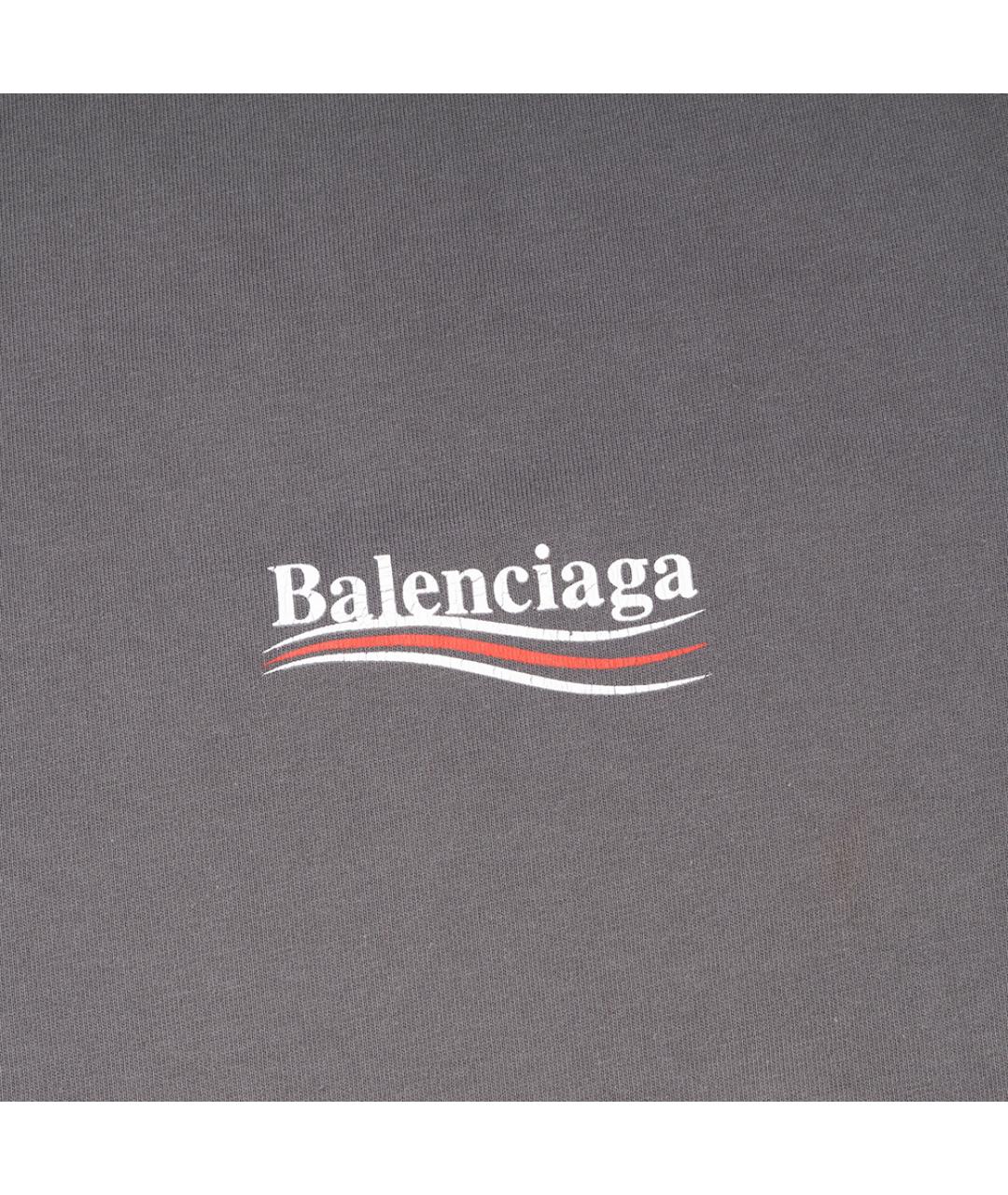 BALENCIAGA Серая хлопковая футболка, фото 8