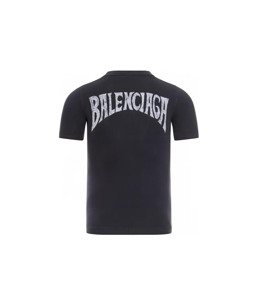 BALENCIAGA Черная хлопковая футболка, фото 2