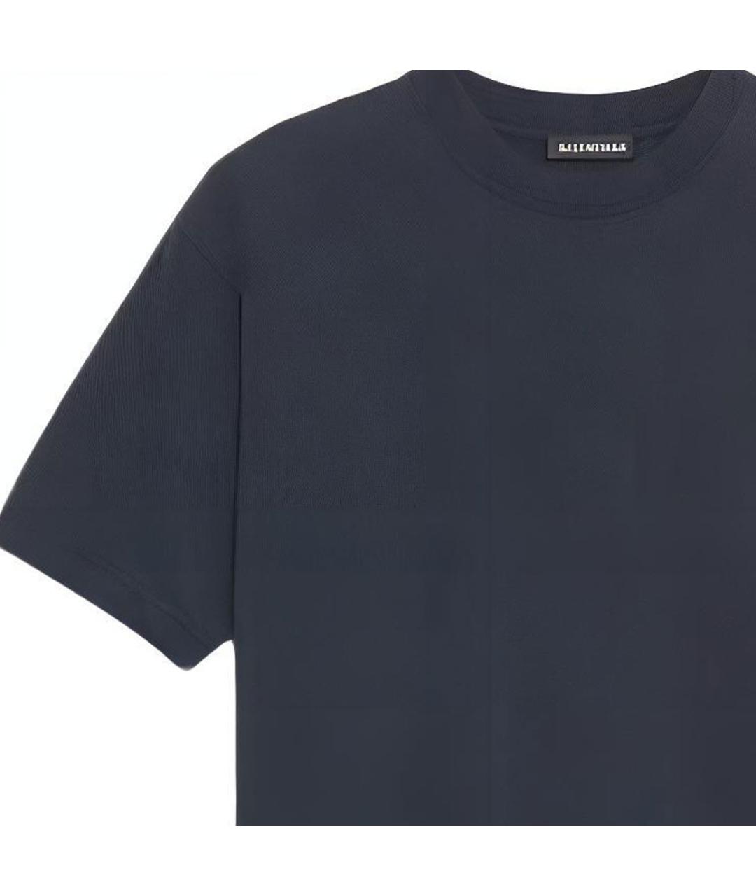 BALENCIAGA Темно-синяя хлопковая футболка, фото 3