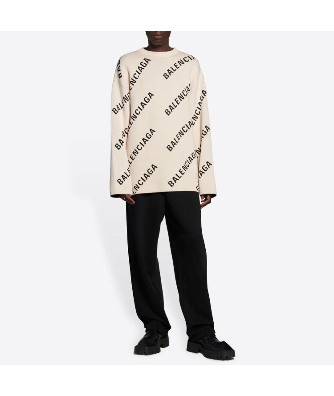 BALENCIAGA Бежевый кашемировый джемпер / свитер, фото 3