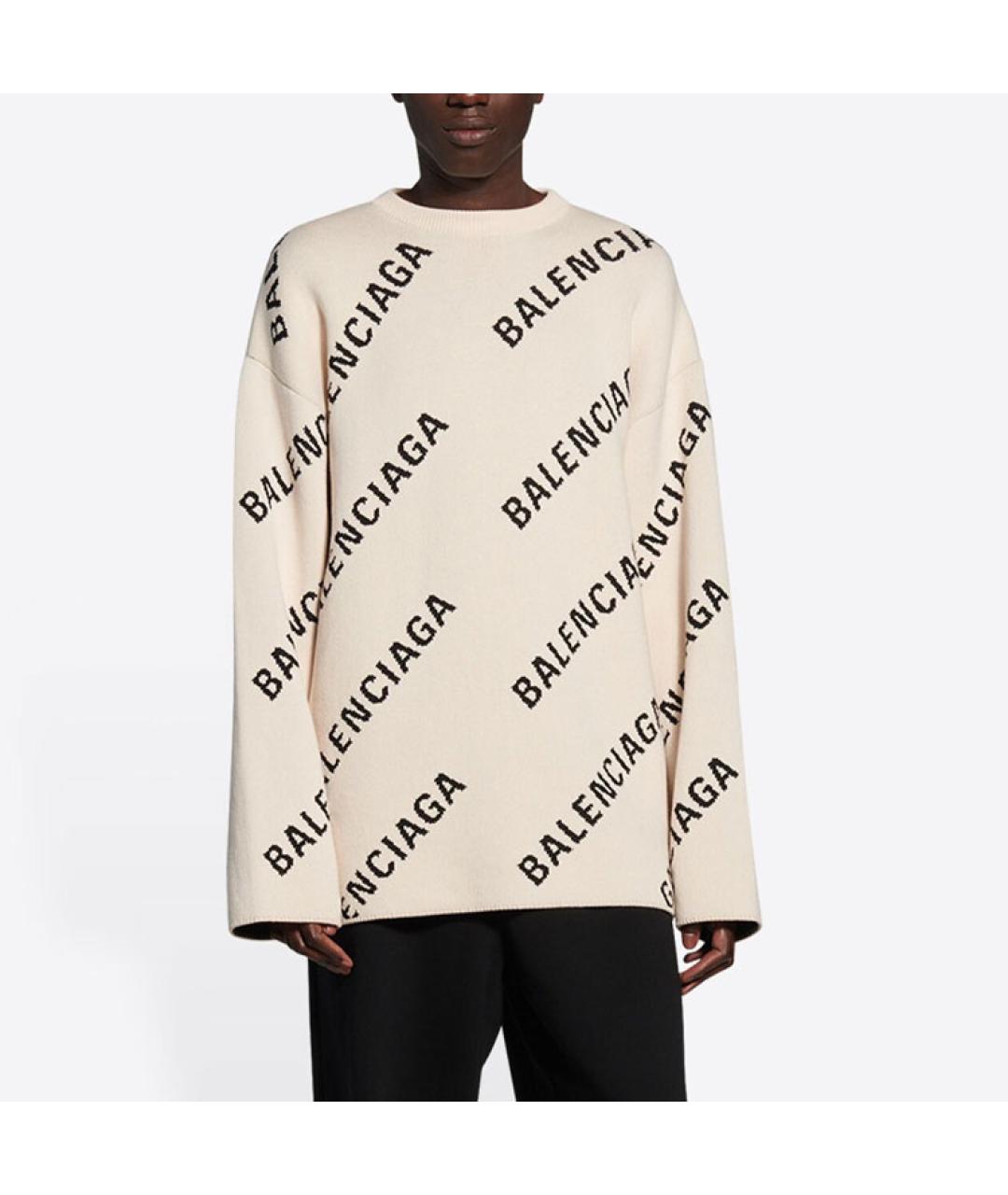 BALENCIAGA Бежевый кашемировый джемпер / свитер, фото 4