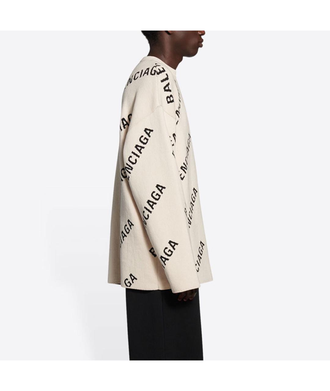 BALENCIAGA Бежевый кашемировый джемпер / свитер, фото 6