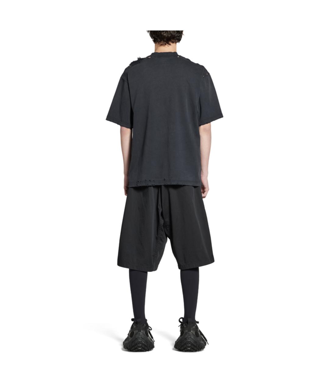 BALENCIAGA Черная хлопковая футболка, фото 4