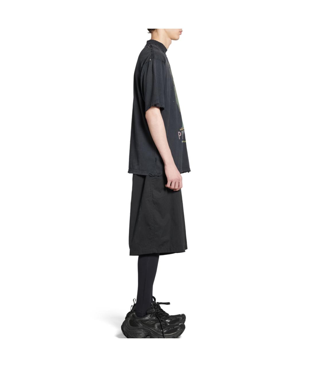 BALENCIAGA Черная хлопковая футболка, фото 5