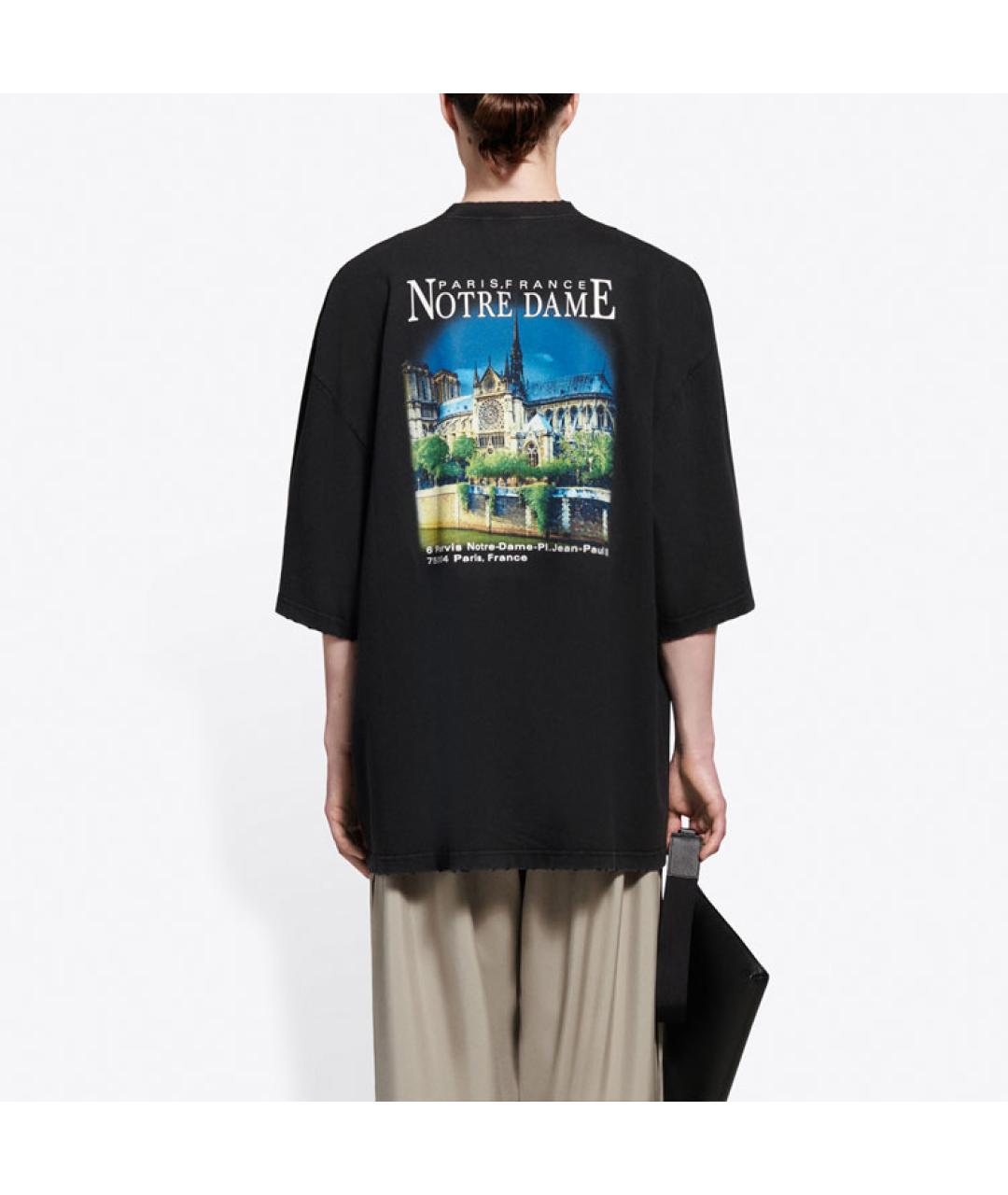 BALENCIAGA Черная хлопковая футболка, фото 3