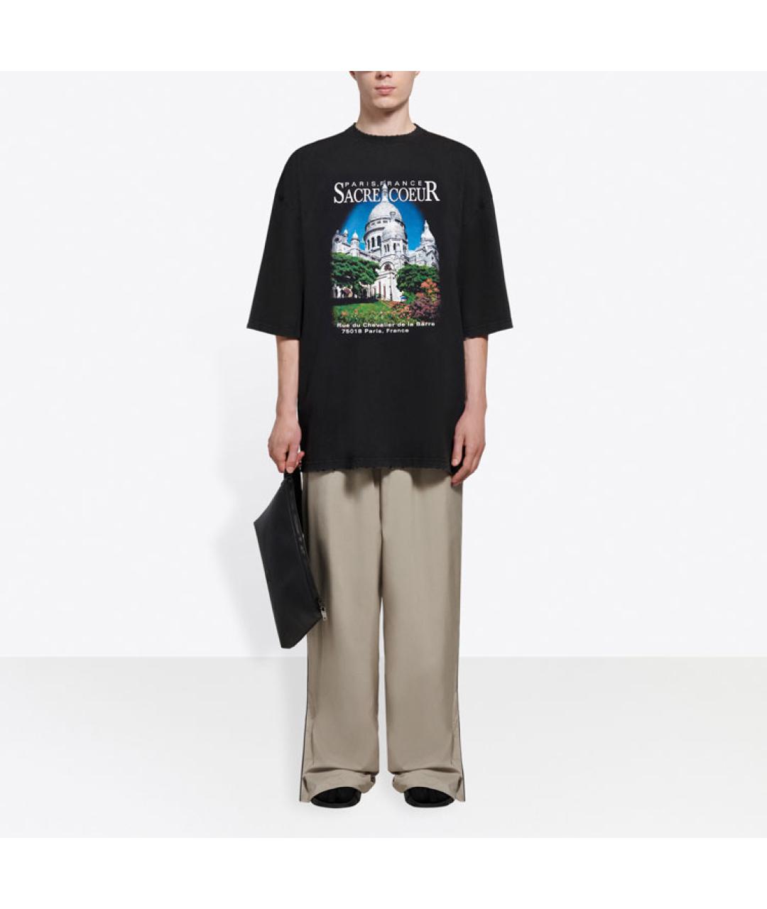 BALENCIAGA Черная хлопковая футболка, фото 2