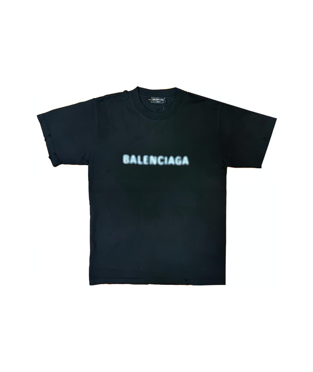 BALENCIAGA Черная хлопковая футболка, фото 1