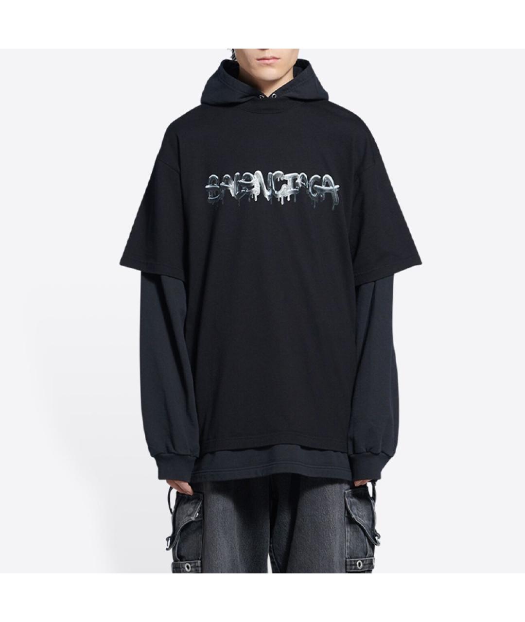 BALENCIAGA Черная хлопковая футболка, фото 5