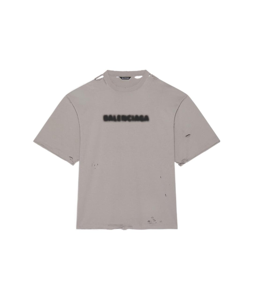 BALENCIAGA Серая хлопковая футболка, фото 1