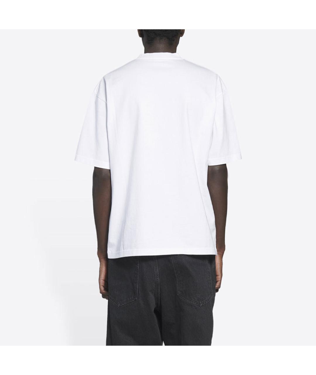 BALENCIAGA Белая хлопковая футболка, фото 4