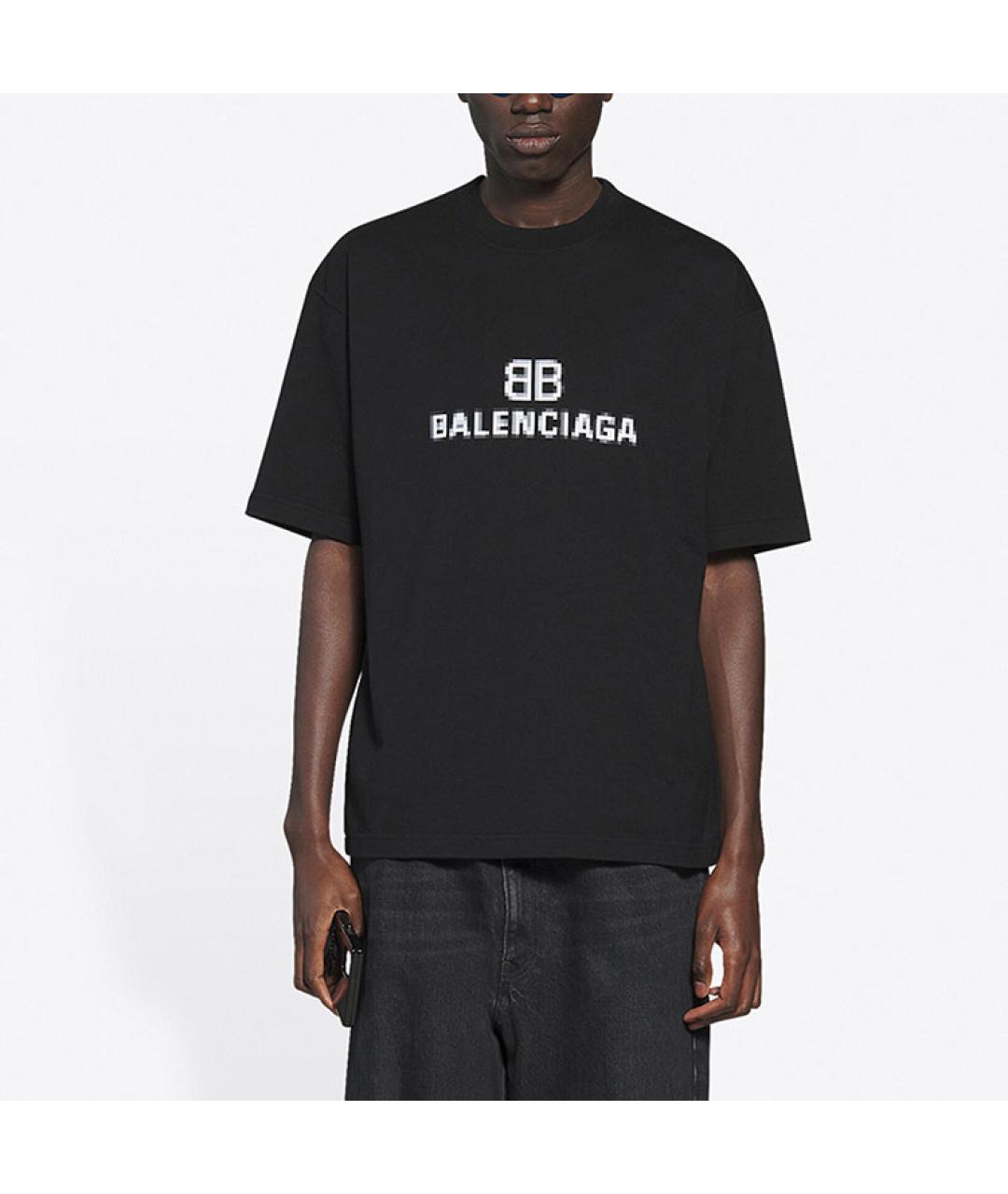 BALENCIAGA Черная хлопковая футболка, фото 4