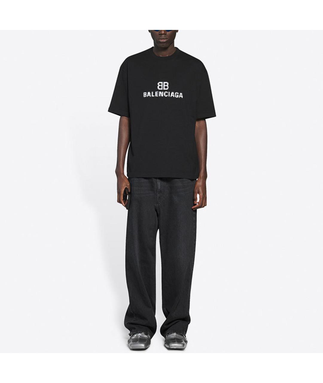 BALENCIAGA Черная хлопковая футболка, фото 3