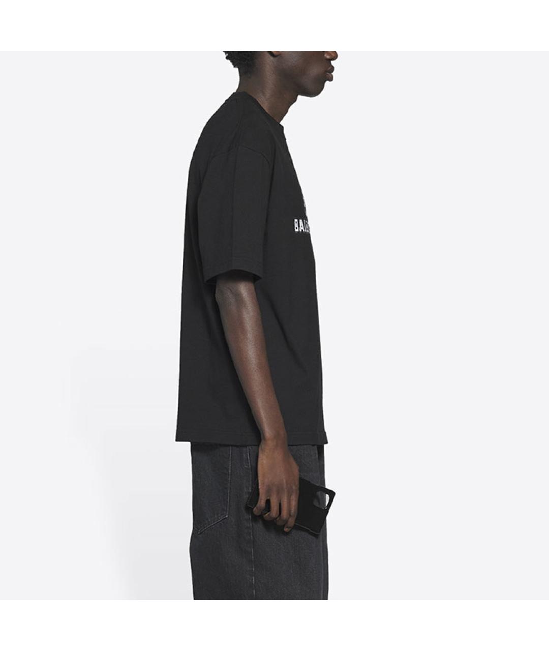 BALENCIAGA Черная хлопковая футболка, фото 6