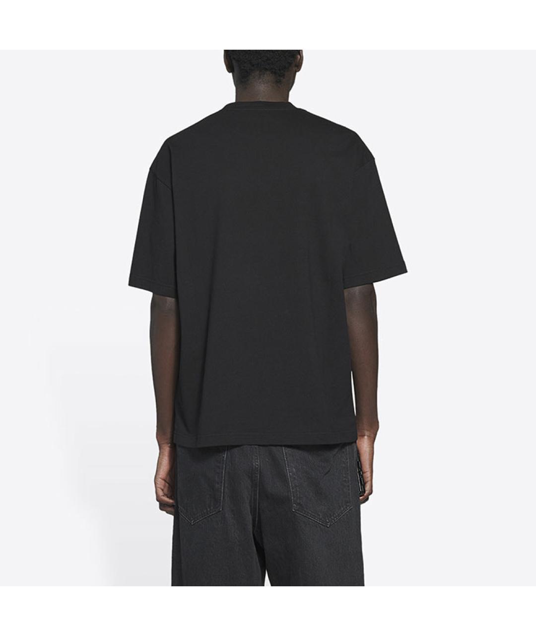 BALENCIAGA Черная хлопковая футболка, фото 5