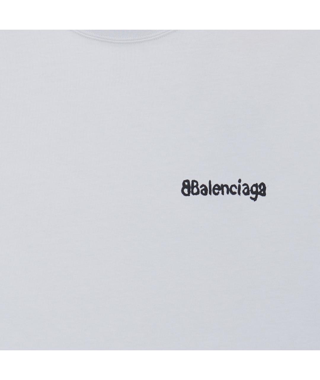 BALENCIAGA Белая хлопковая футболка, фото 4