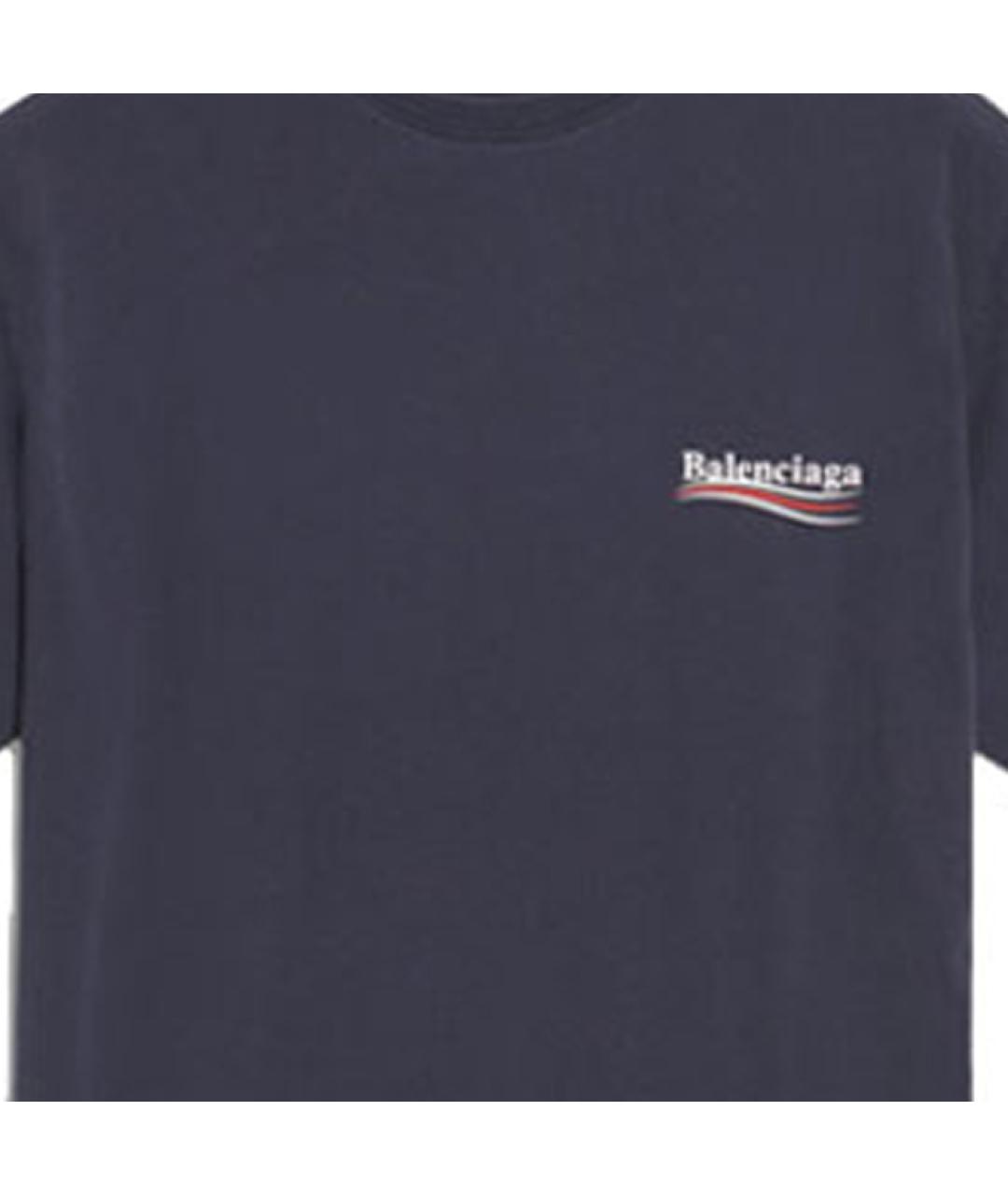 BALENCIAGA Синяя хлопковая футболка, фото 6