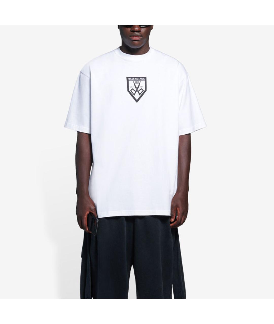 BALENCIAGA Белая хлопковая футболка, фото 4