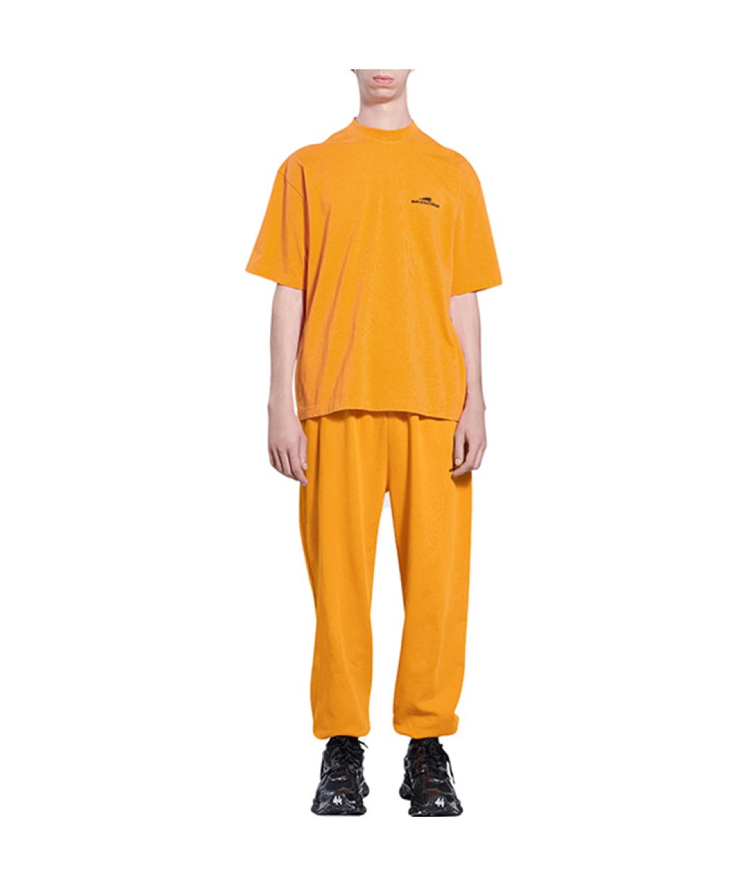 BALENCIAGA Оранжевая хлопковая футболка, фото 3