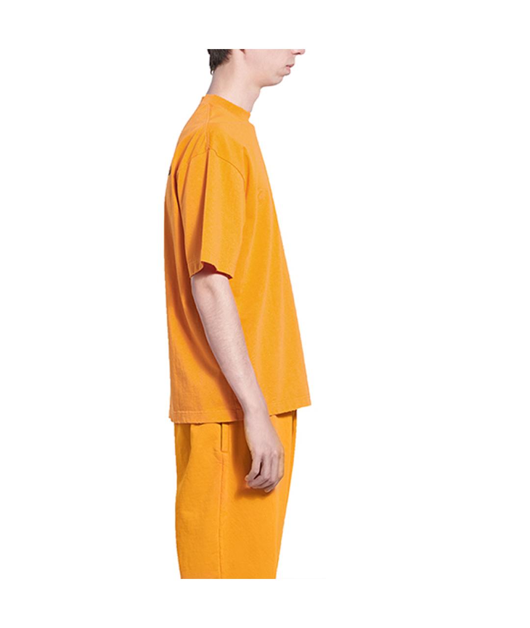 BALENCIAGA Оранжевая хлопковая футболка, фото 6
