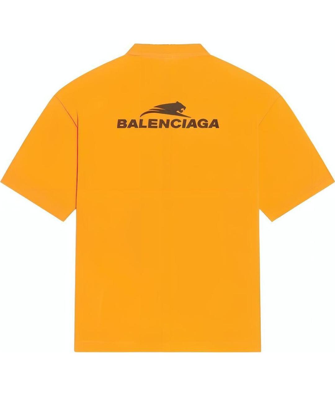 BALENCIAGA Оранжевая хлопковая футболка, фото 2