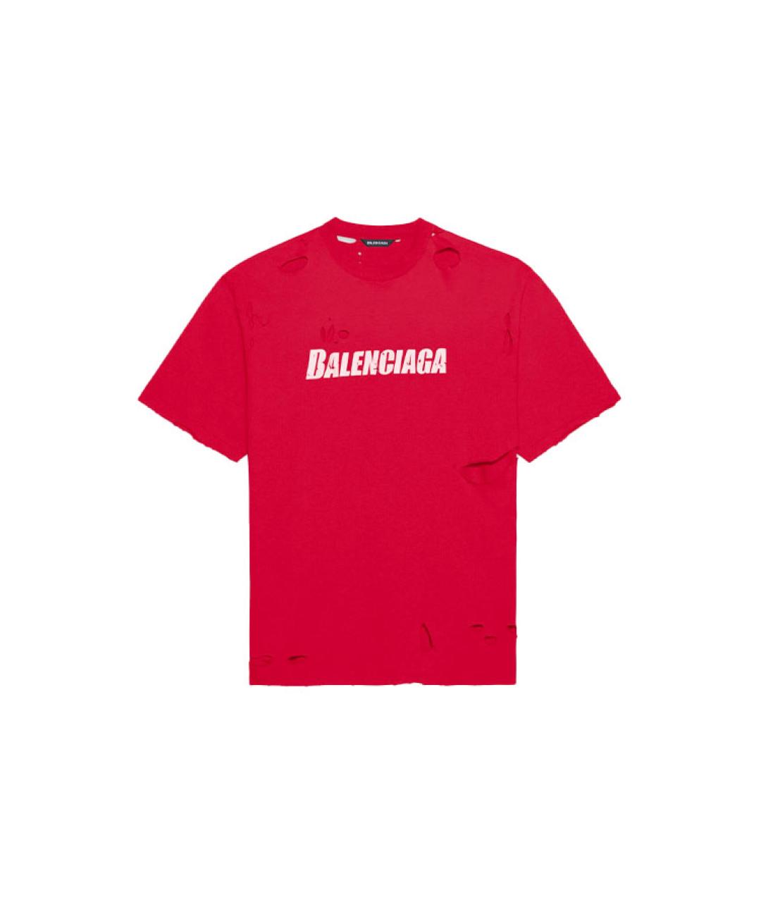 BALENCIAGA Красная хлопковая футболка, фото 1