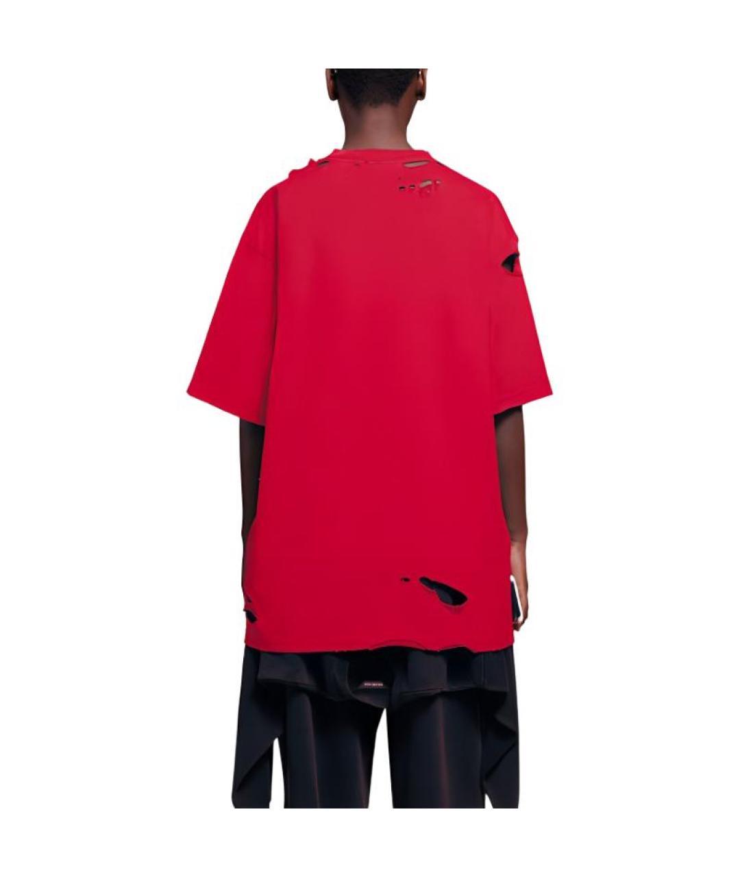 BALENCIAGA Красная хлопковая футболка, фото 5