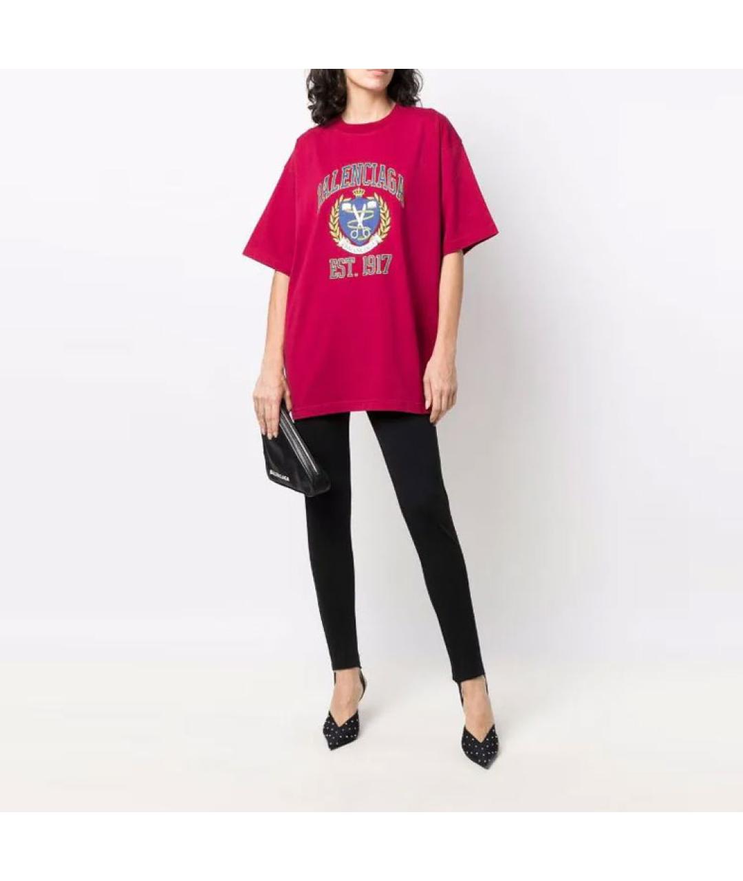 BALENCIAGA Красная хлопковая футболка, фото 2