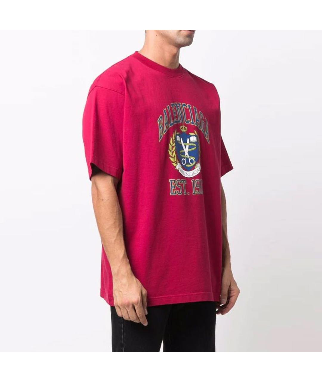 BALENCIAGA Красная хлопковая футболка, фото 4