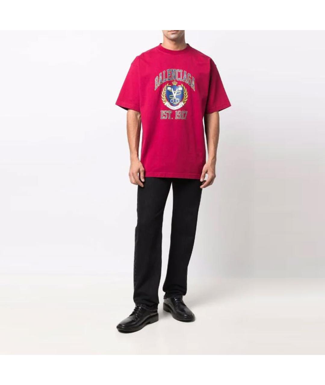 BALENCIAGA Красная хлопковая футболка, фото 3