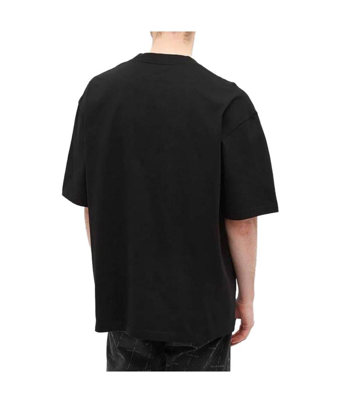 BALENCIAGA Черная хлопковая футболка, фото 4