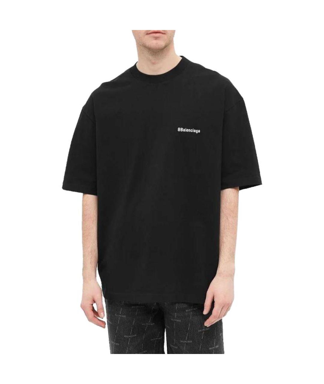 BALENCIAGA Черная хлопковая футболка, фото 3