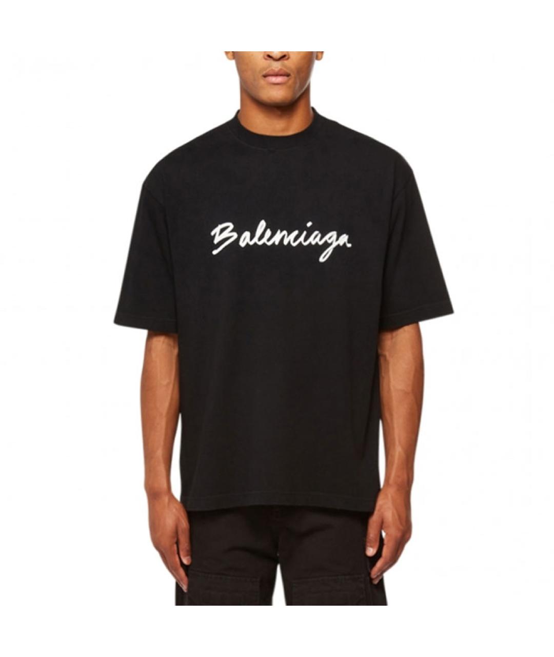 BALENCIAGA Черная хлопковая футболка, фото 4