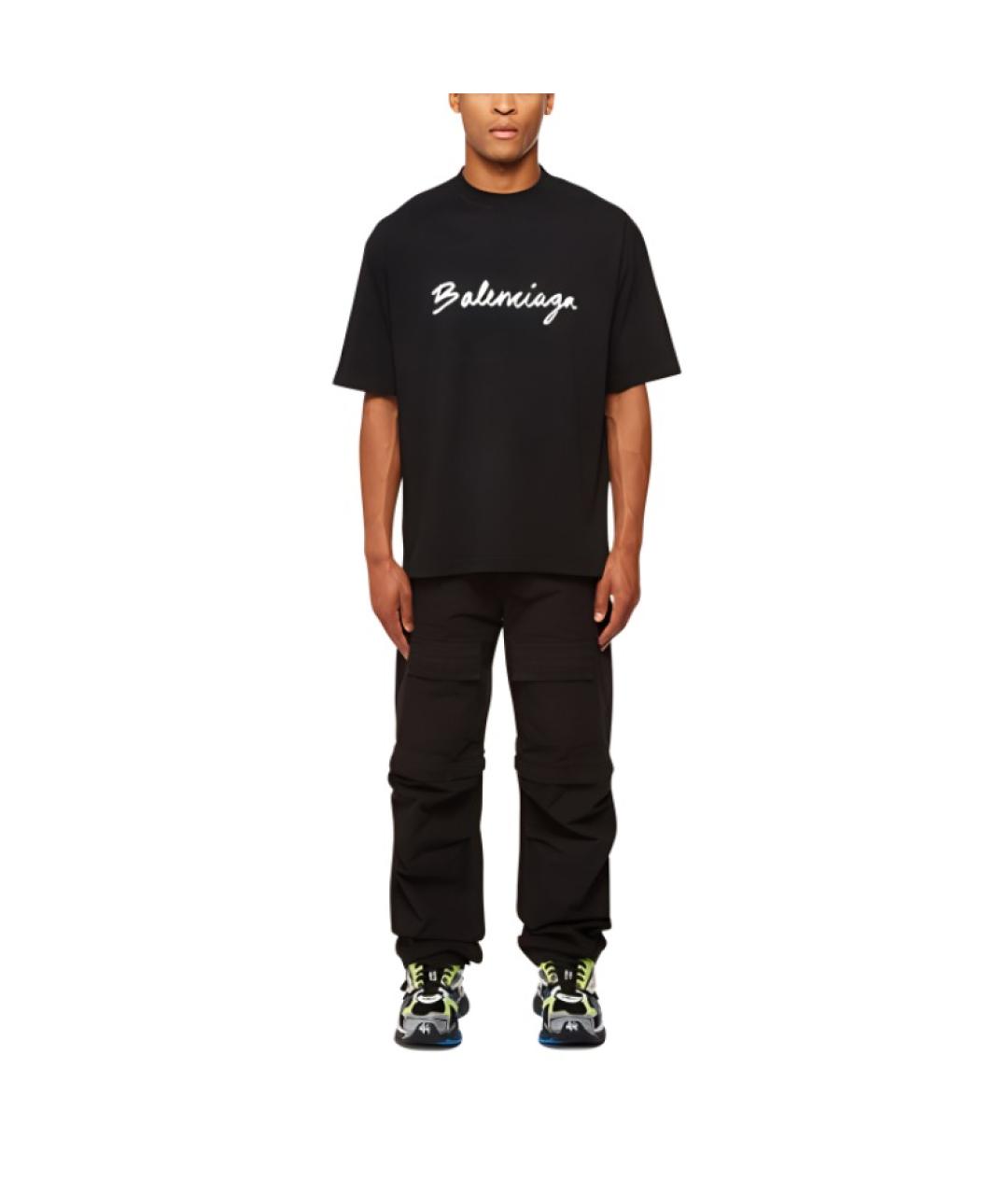 BALENCIAGA Черная хлопковая футболка, фото 3