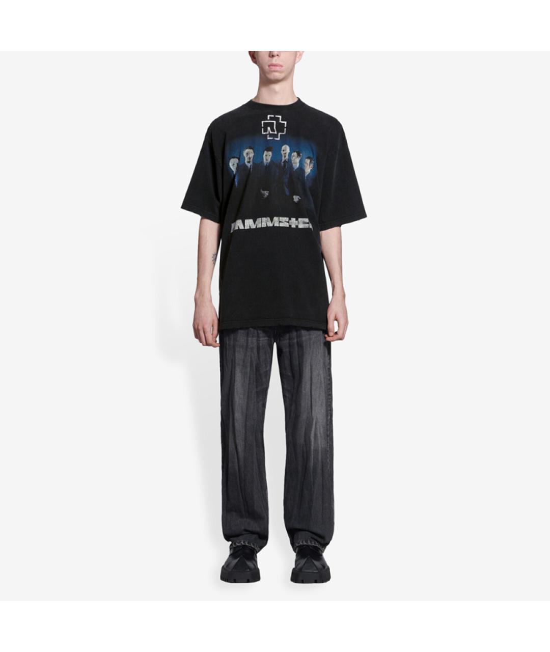 BALENCIAGA Черная хлопковая футболка, фото 4