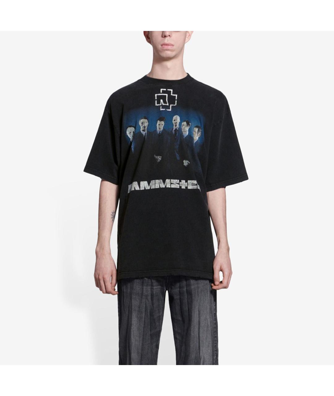 BALENCIAGA Черная хлопковая футболка, фото 3