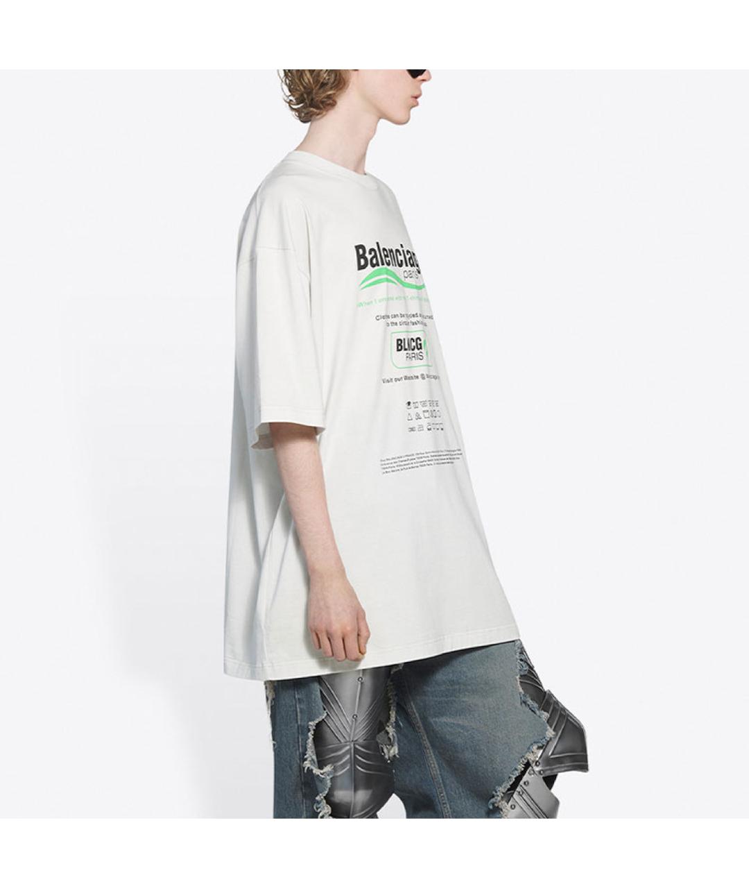 BALENCIAGA Белая хлопковая футболка, фото 6