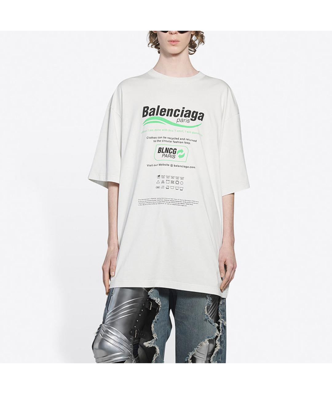 BALENCIAGA Белая хлопковая футболка, фото 4