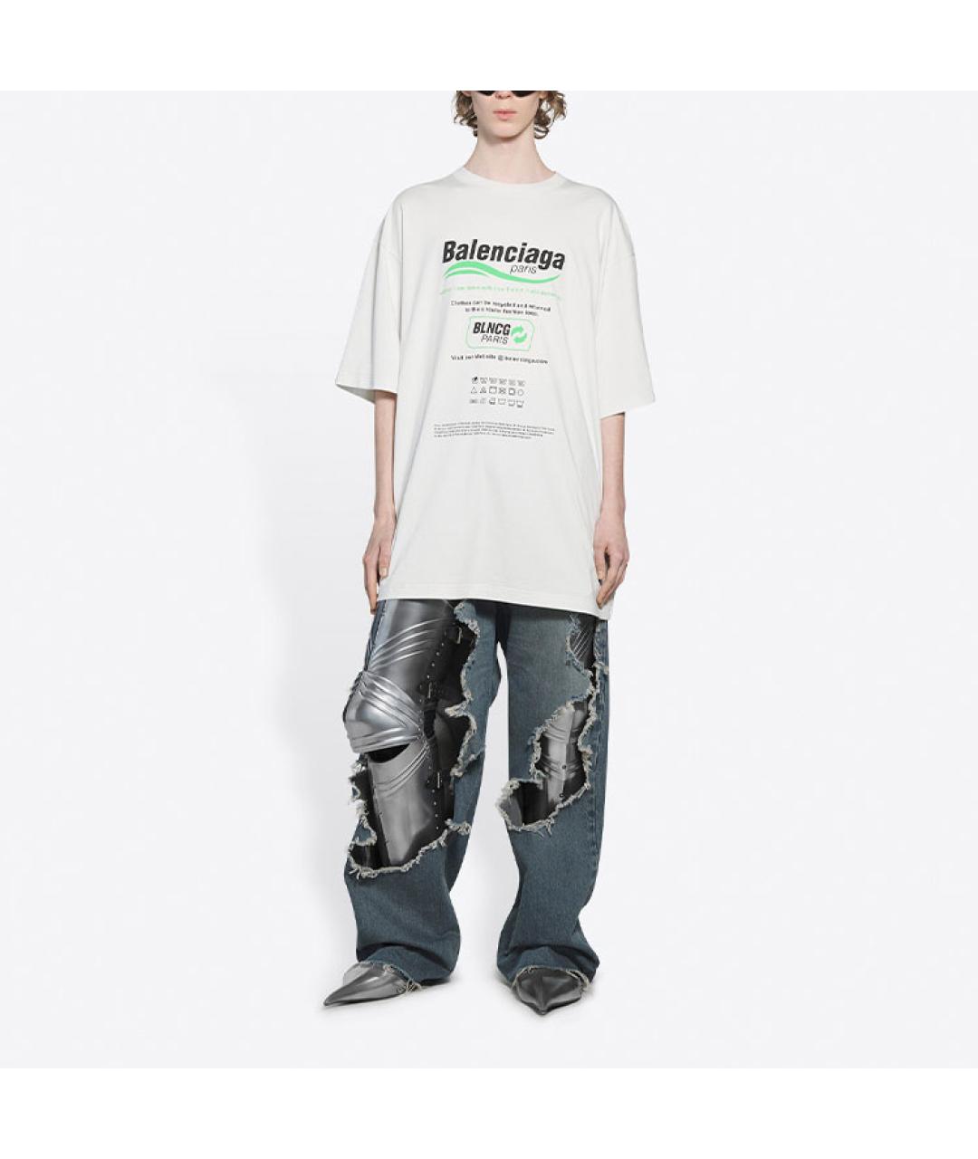 BALENCIAGA Белая хлопковая футболка, фото 3