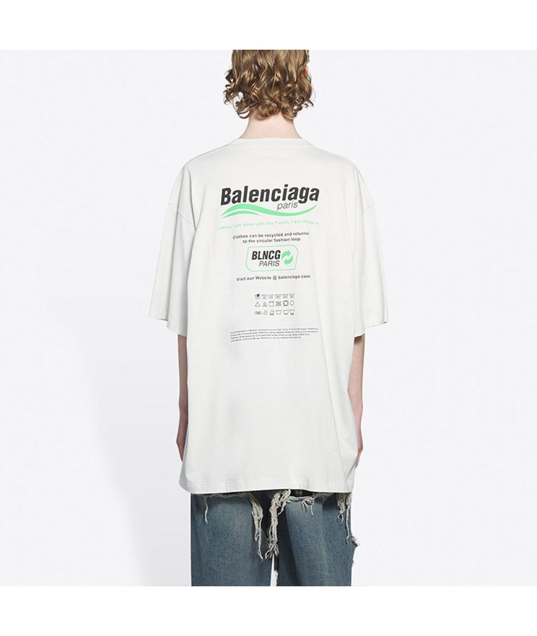 BALENCIAGA Белая хлопковая футболка, фото 5