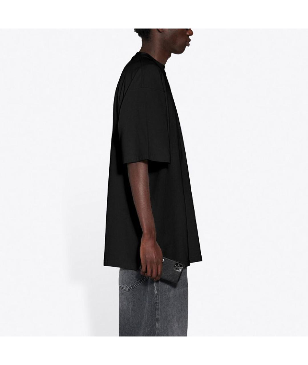 BALENCIAGA Черная хлопковая футболка, фото 4